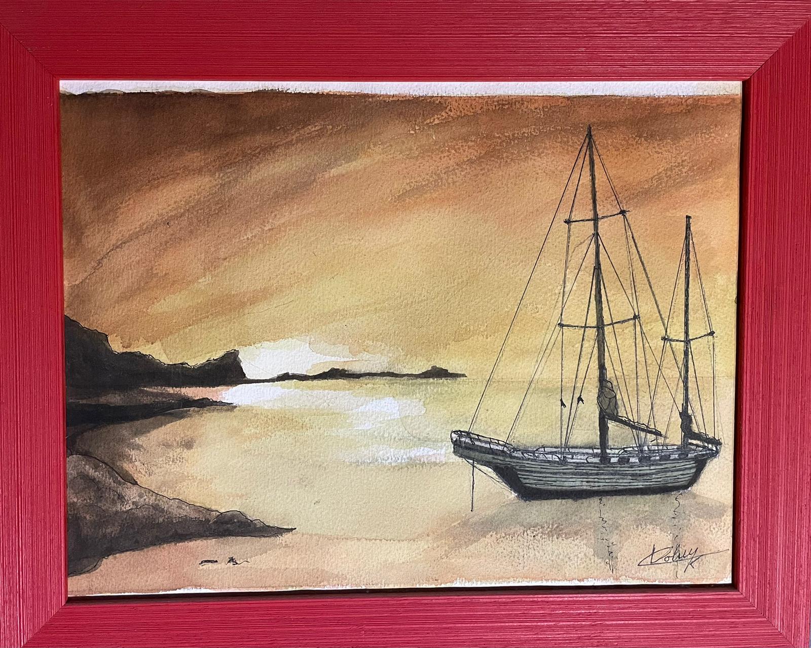 Bâteau au coucher de soleil