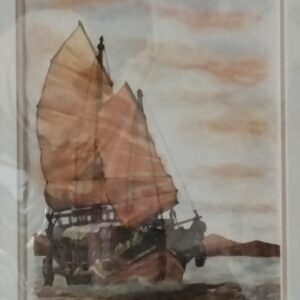 Voilier à la voile brune