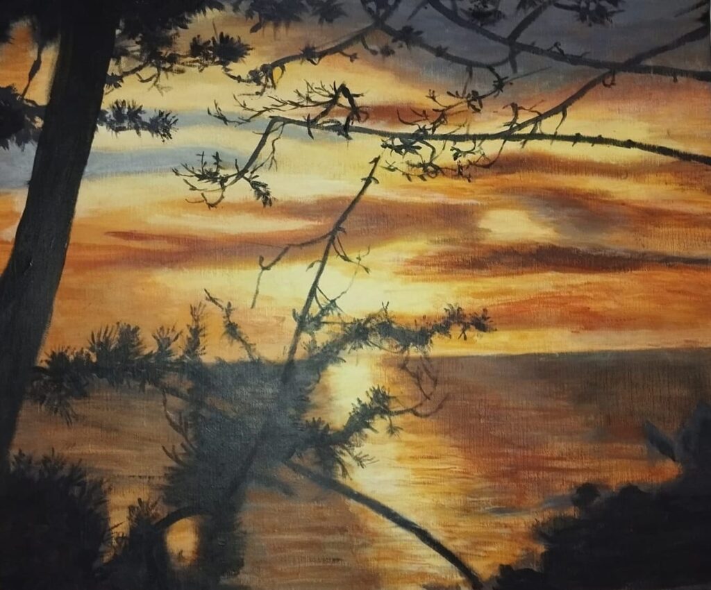 Coucher de soleil au bord de l'eau