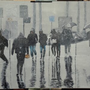 Piétons sous la neige