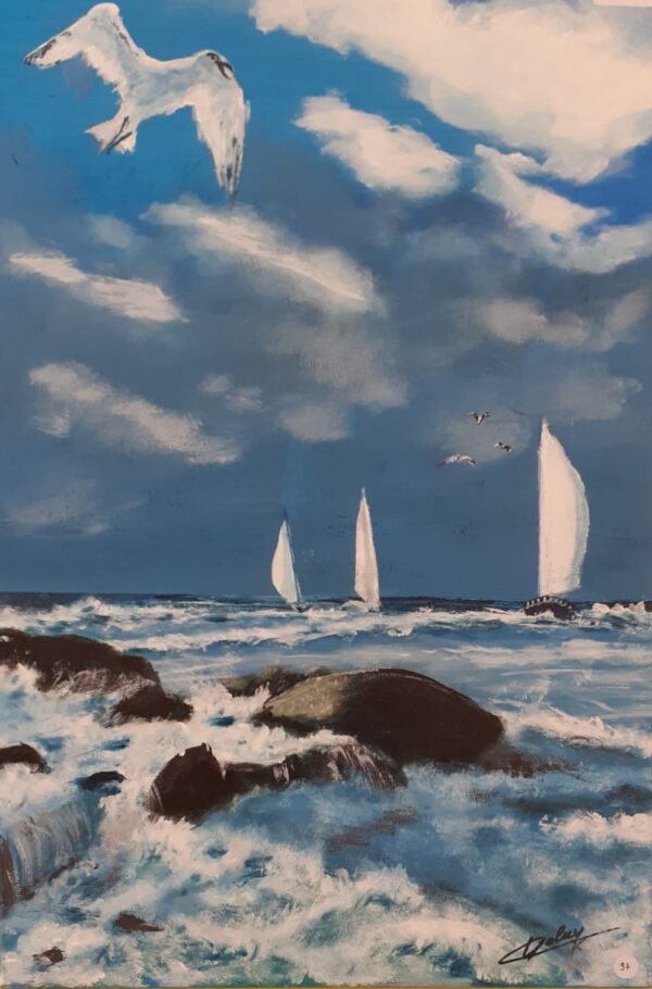 Voiliers en mer agitée